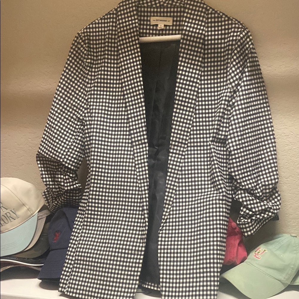 Eesome Black and White Houndstooth Blazer Relaxed Fit